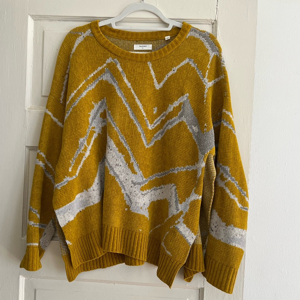 Billy Reid abstract mountain sweater with side slits size L